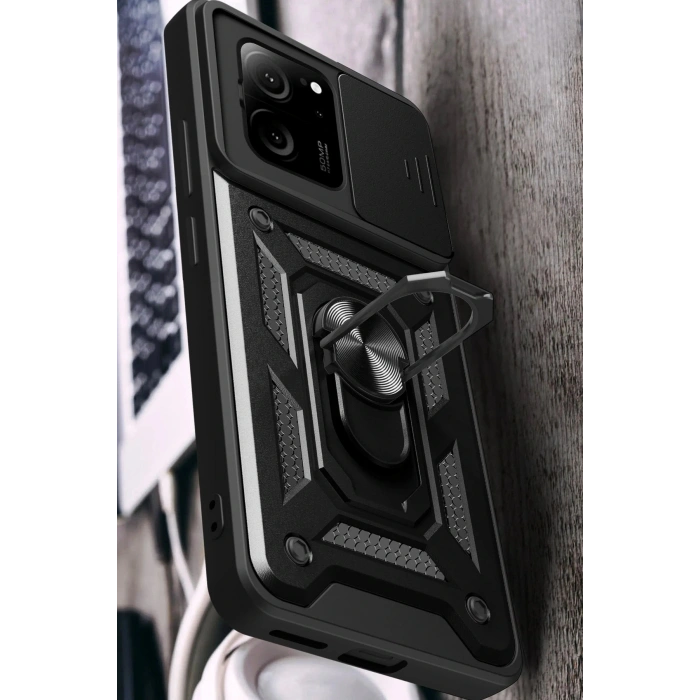 Newface Xiaomi Mi 13T Pro Kılıf Pars Lens Yüzüklü Silikon - Yeşil