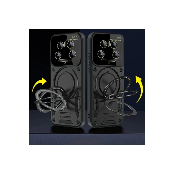 Newface Xiaomi Mi 14 Ultra Kılıf Joy Lens Standlı Kapak - Kırmızı