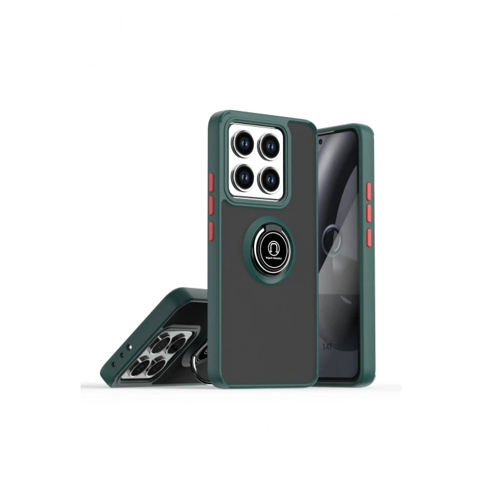 Newface Xiaomi Mi 14T Montreal Yüzüklü Silikon Kapak - Yeşil