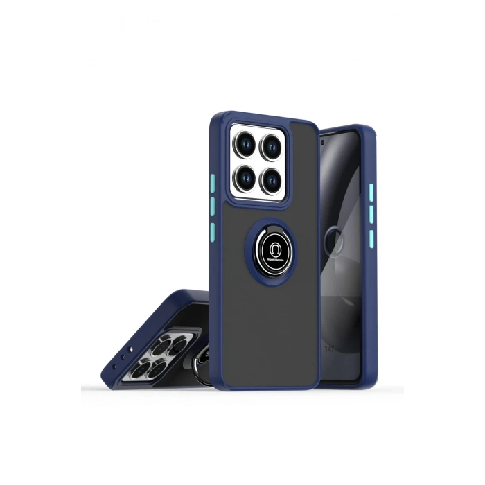 Newface Xiaomi Mi 14T Pro Kılıf Montreal Yüzüklü Silikon Kapak - Lacivert