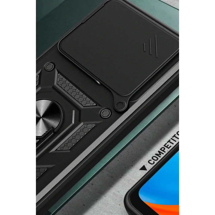 Newface Xiaomi Mi 14T Pro Kılıf Pars Lens Yüzüklü Silikon - Kırmızı