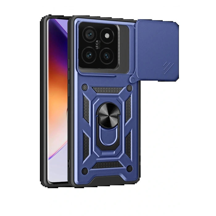 Newface Xiaomi Mi 14T Pro Kılıf Pars Lens Yüzüklü Silikon - Lacivert