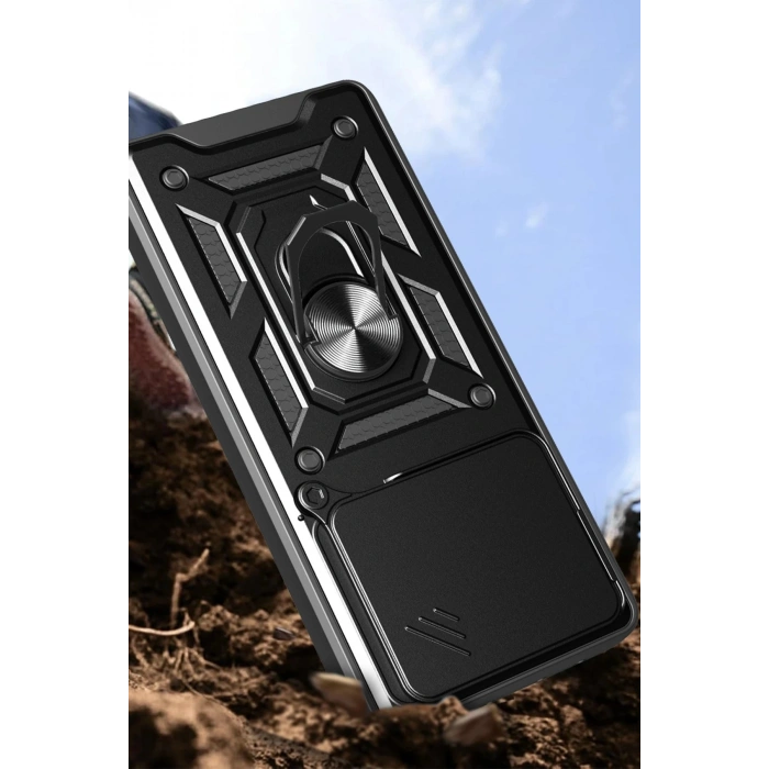 Newface Xiaomi Mi 15 Kılıf Pars Lens Yüzüklü Silikon - Siyah