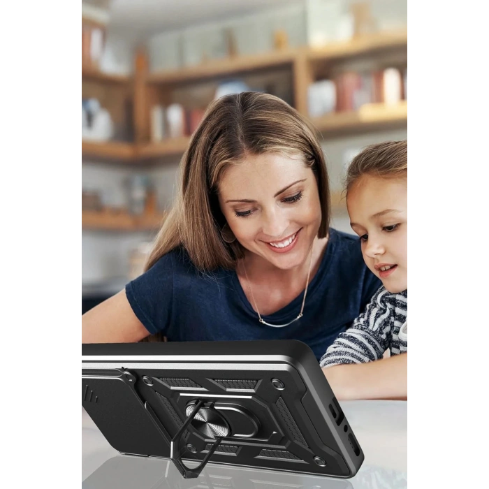 Newface Xiaomi Mi 15 Kılıf Pars Lens Yüzüklü Silikon - Yeşil