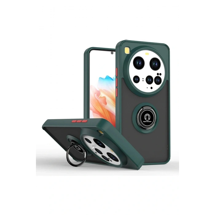 Newface Xiaomi Mi 15 Ultra Kılıf Montreal Yüzüklü Silikon Kapak - Yeşil