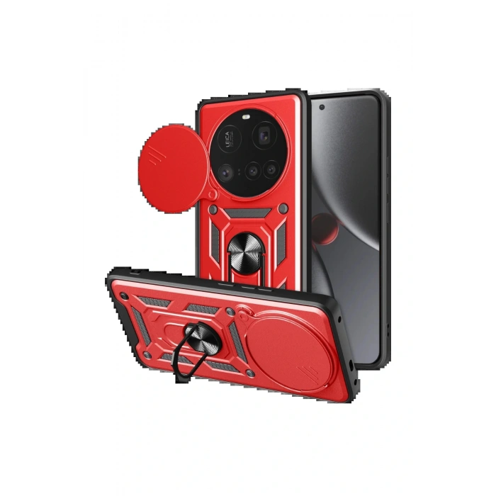 Newface Xiaomi Mi 15 Ultra Kılıf Pars Lens Yüzüklü Silikon - Kırmızı