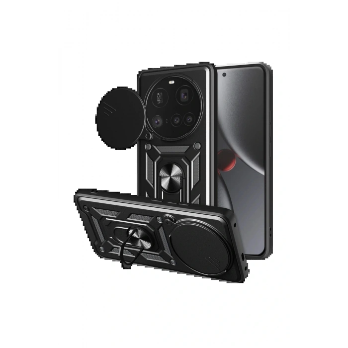 Newface Xiaomi Mi 15 Ultra Kılıf Pars Lens Yüzüklü Silikon - Siyah