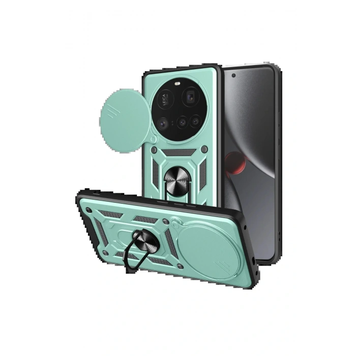 Newface Xiaomi Mi 15 Ultra Kılıf Pars Lens Yüzüklü Silikon - Yeşil