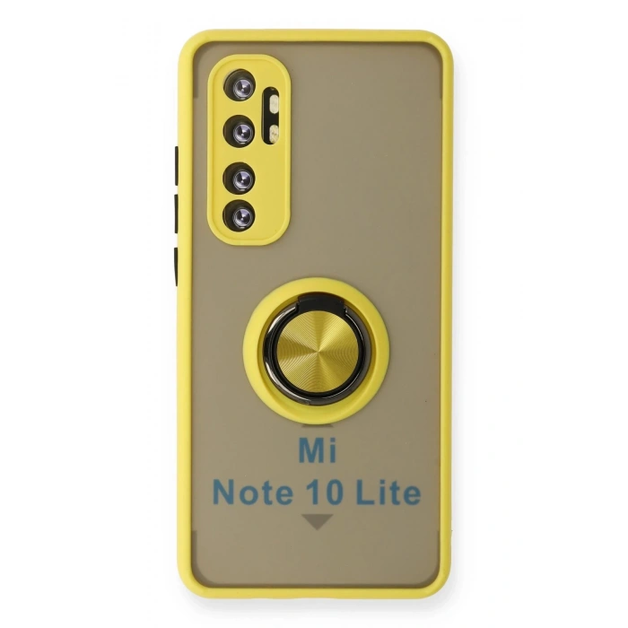 Newface Xiaomi Mi Note 10 Lite Kılıf Montreal Yüzüklü Silikon Kapak - Sarı