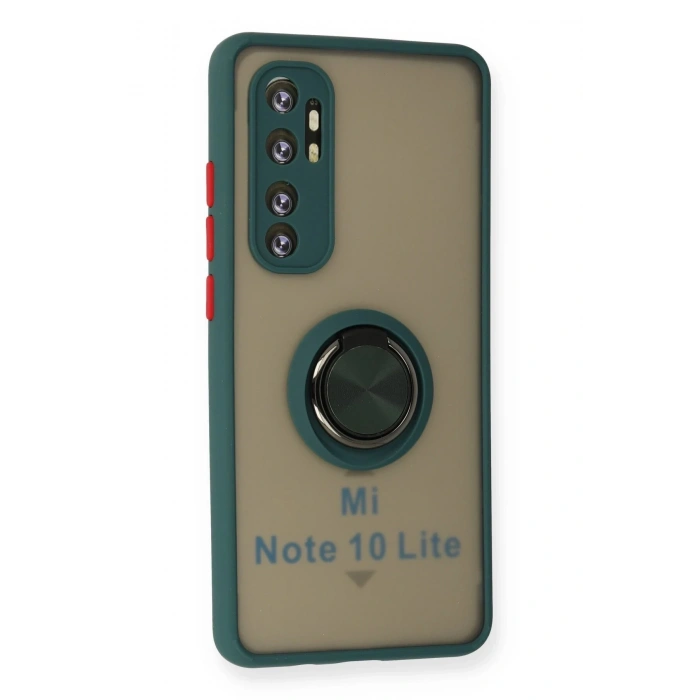Newface Xiaomi Mi Note 10 Lite Kılıf Montreal Yüzüklü Silikon Kapak - Yeşil