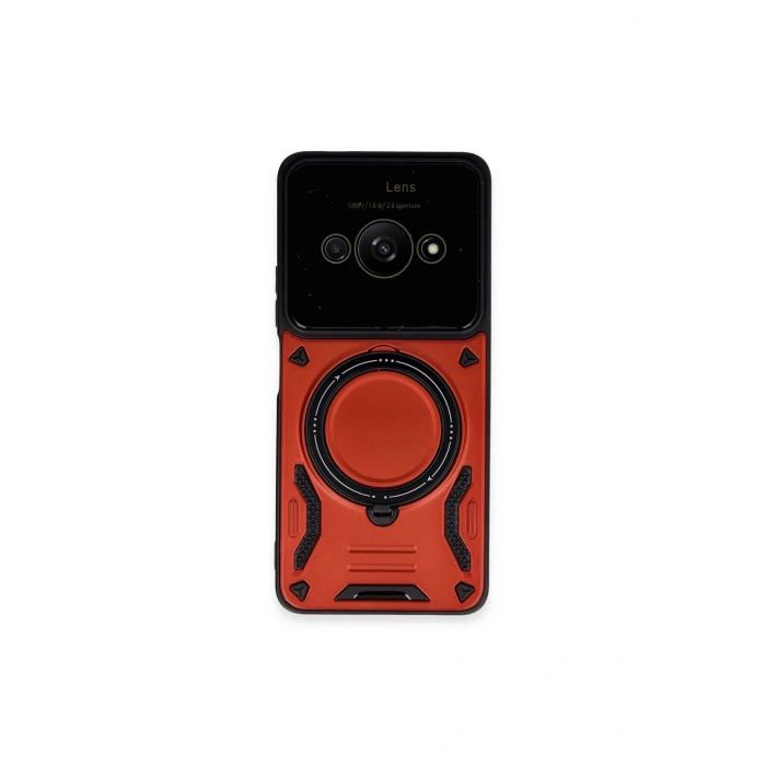Newface Xiaomi Poco C61 Kılıf Joy Lens Standlı Kapak - Kırmızı