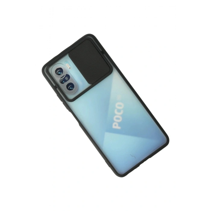 Newface Xiaomi Poco F3 Kılıf Palm Buzlu Kamera Sürgülü Silikon - Siyah