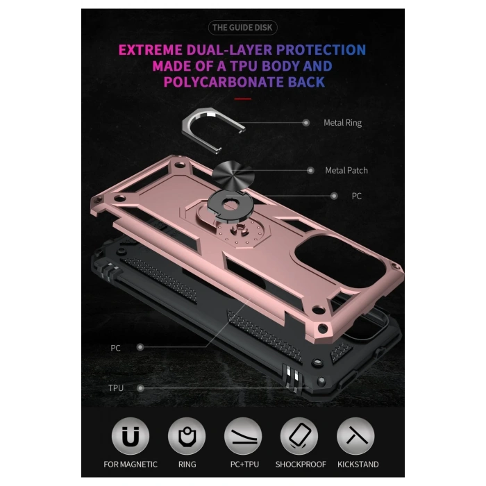 Newface Xiaomi Poco F3 Kılıf Sofya Yüzüklü Silikon Kapak - Rose