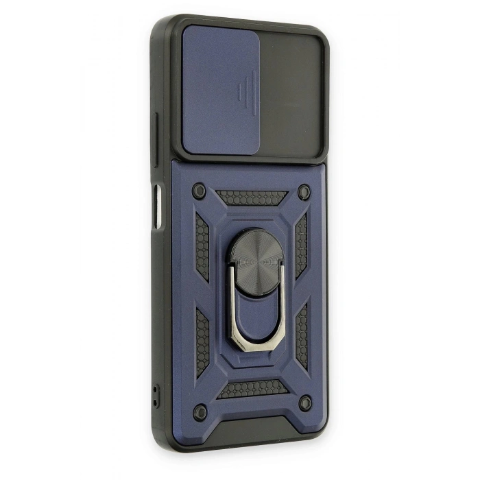 Newface Xiaomi Poco M4 Pro 5G Kılıf Pars Lens Yüzüklü Silikon - Lacivert