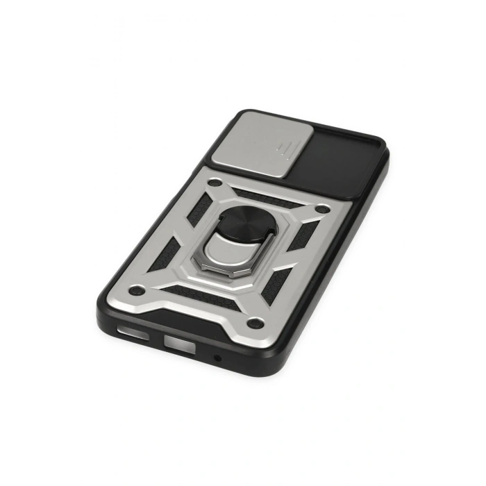 Newface Xiaomi Poco M5 Kılıf Pars Lens Yüzüklü Silikon - Gümüş