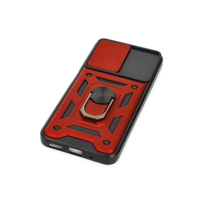 Newface Xiaomi Poco M5 Kılıf Pars Lens Yüzüklü Silikon - Kırmızı