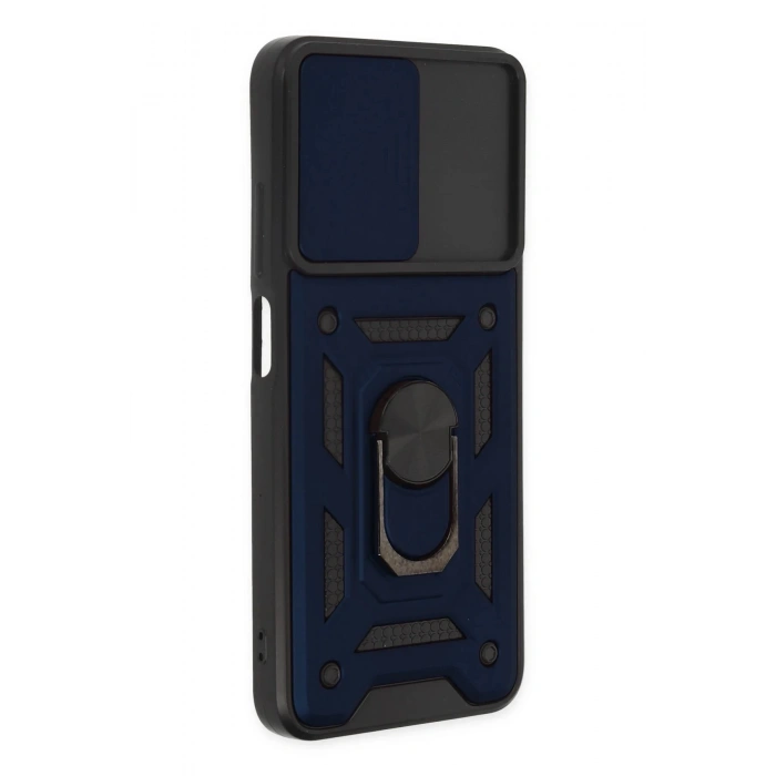 Newface Xiaomi Poco M5 Kılıf Pars Lens Yüzüklü Silikon - Lacivert