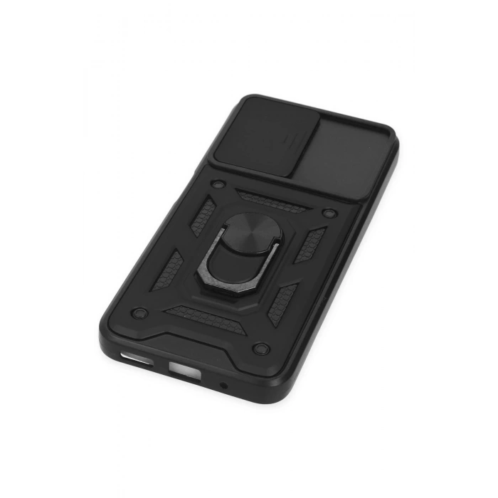 Newface Xiaomi Poco M5 Kılıf Pars Lens Yüzüklü Silikon - Siyah