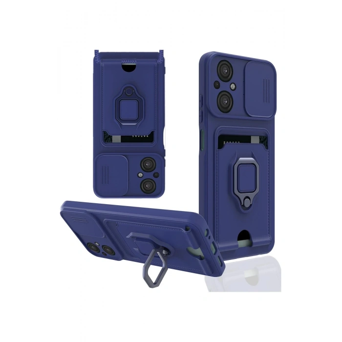 Newface Xiaomi Poco M5 Kılıf Zuma Kartvizitli Yüzüklü Silikon - Lacivert