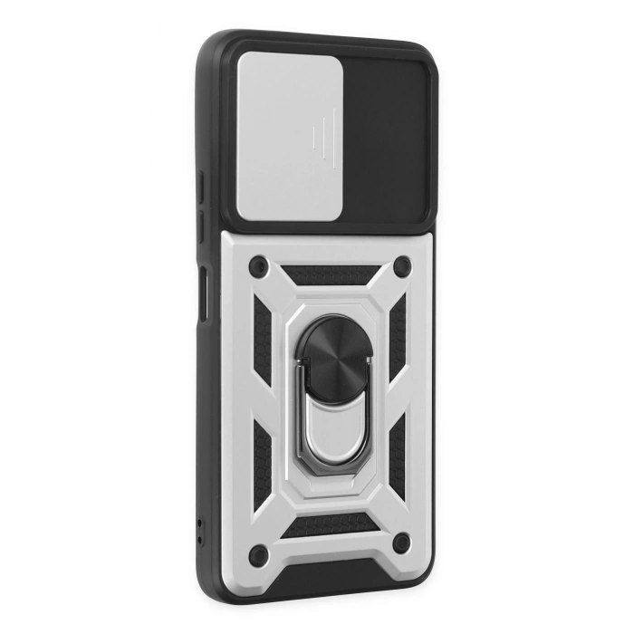 Newface Xiaomi Poco X3 GT Kılıf Pars Lens Yüzüklü Silikon - Gümüş