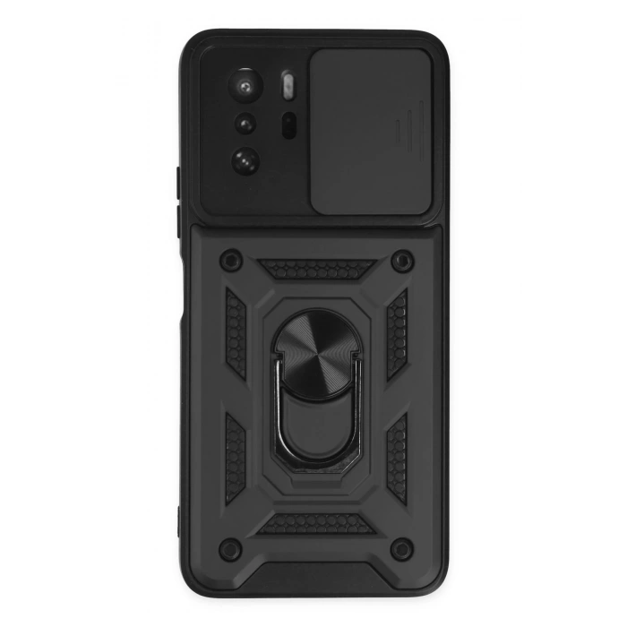 Newface Xiaomi Poco X3 GT Kılıf Pars Lens Yüzüklü Silikon - Siyah