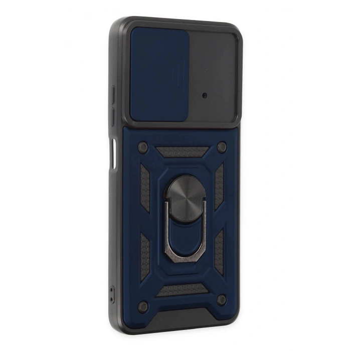 Newface Xiaomi Poco X4 Pro 5G Kılıf Pars Lens Yüzüklü Silikon - Lacivert