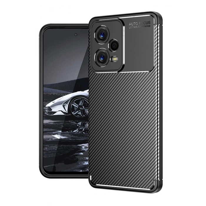 Newface Xiaomi Poco X5 5G Kılıf Auto Focus Karbon Kapak - Siyah