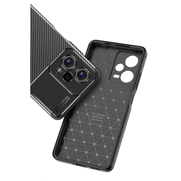 Newface Xiaomi Poco X5 5G Kılıf Auto Focus Karbon Kapak - Siyah
