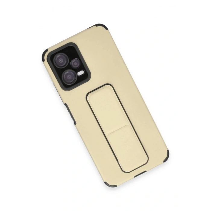 Newface Xiaomi Poco X5 5G Kılıf Mega Standlı Silikon - Gold