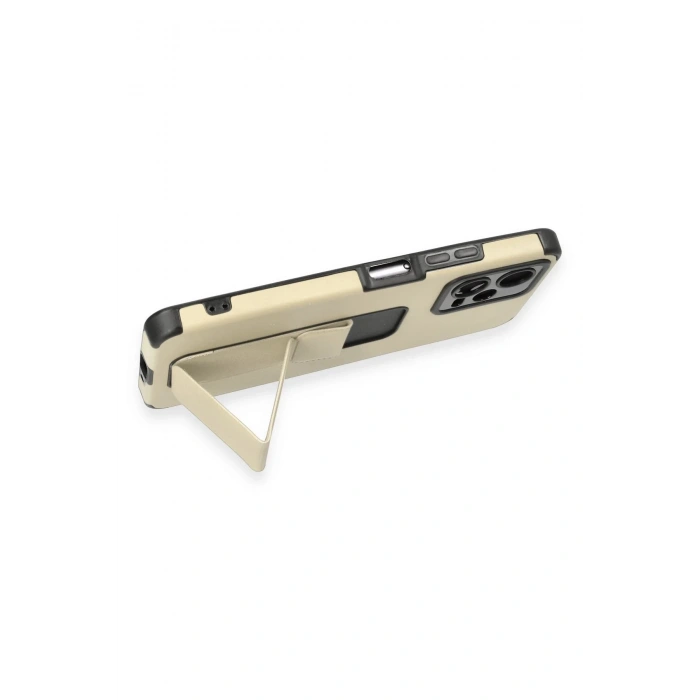 Newface Xiaomi Poco X5 5G Kılıf Mega Standlı Silikon - Gold
