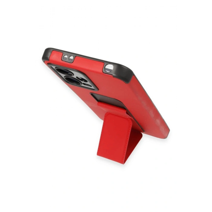 Newface Xiaomi Poco X5 5G Kılıf Mega Standlı Silikon - Kırmızı