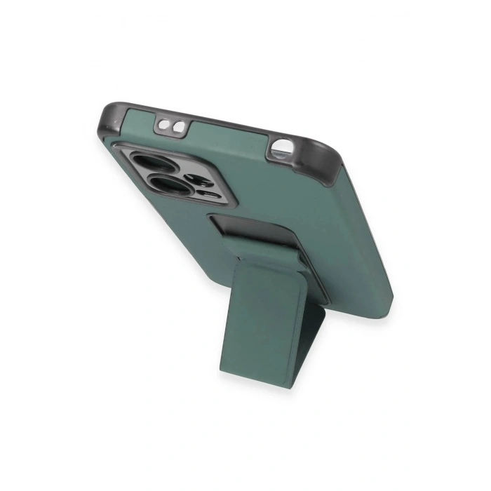 Newface Xiaomi Poco X5 5G Kılıf Mega Standlı Silikon - Yeşil