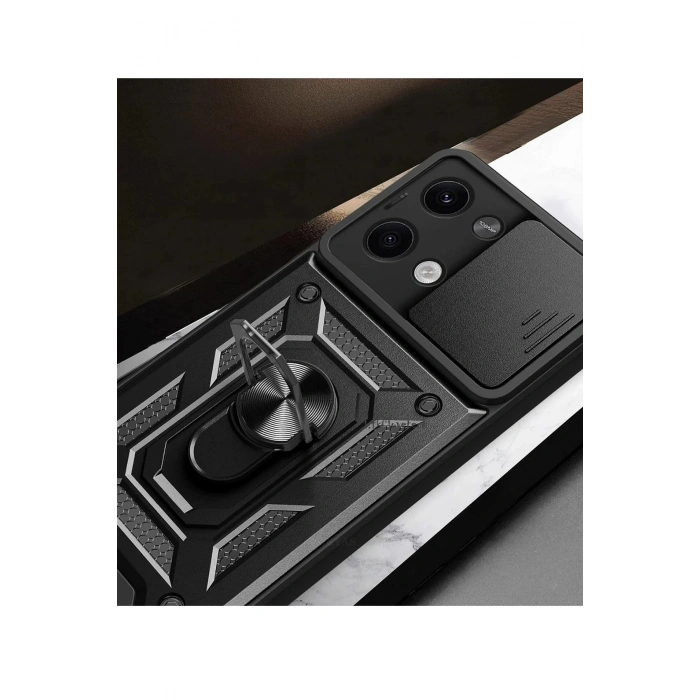 Newface Xiaomi Poco X6 Kılıf Pars Lens Yüzüklü Silikon - Lacivert