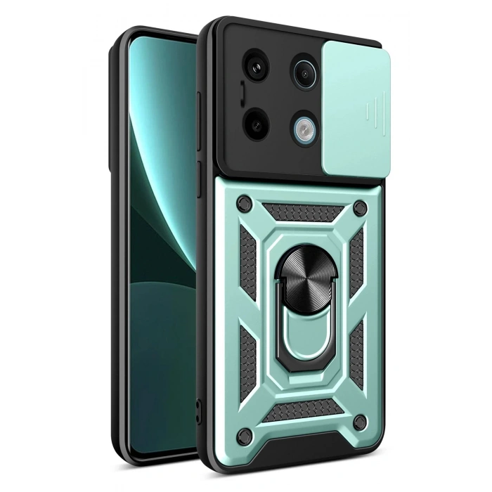 Newface Xiaomi Poco X6 Pro Kılıf Pars Lens Yüzüklü Silikon - Yeşil