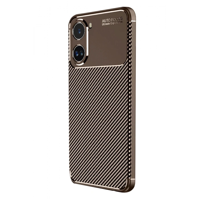 Newface Xiaomi Poco X7 Pro Kılıf Auto Focus Karbon Kapak - Kahverengi