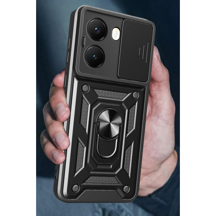 Newface Xiaomi Poco X7 Pro Kılıf Pars Lens Yüzüklü Silikon - Lacivert