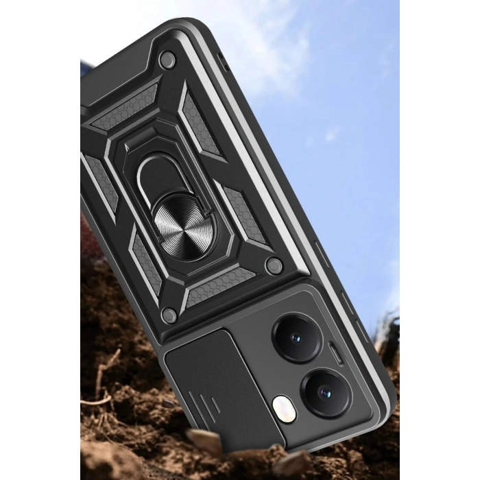 Newface Xiaomi Poco X7 Pro Kılıf Pars Lens Yüzüklü Silikon - Yeşil