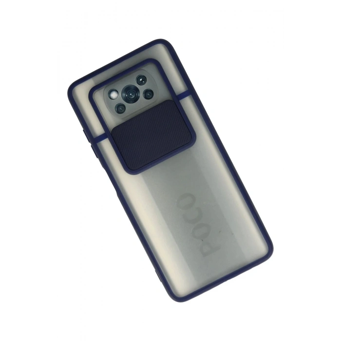 Newface Xiaomi Pocophone X3 Kılıf Palm Buzlu Kamera Sürgülü Silikon - Lacivert