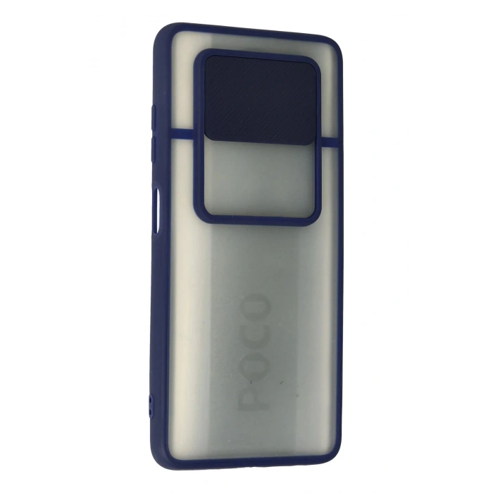 Newface Xiaomi Pocophone X3 Kılıf Palm Buzlu Kamera Sürgülü Silikon - Lacivert