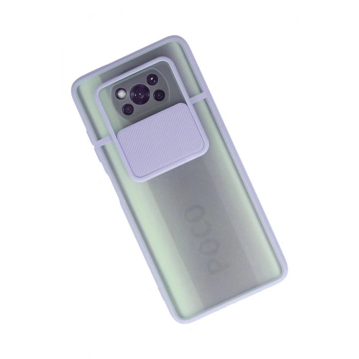 Newface Xiaomi Pocophone X3 Kılıf Palm Buzlu Kamera Sürgülü Silikon - Lila