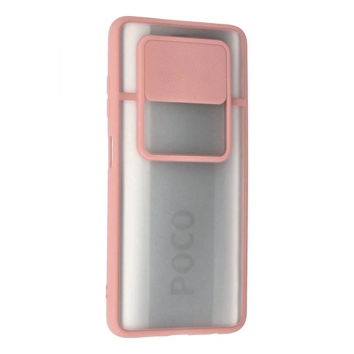 Newface Xiaomi Pocophone X3 Kılıf Palm Buzlu Kamera Sürgülü Silikon - Pembe