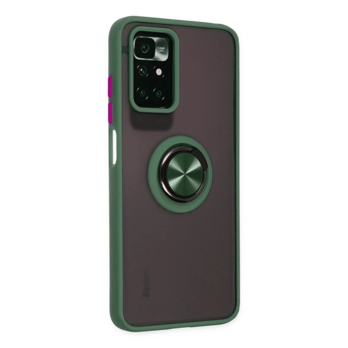 Newface Xiaomi Redmi 10 2022 Kılıf Montreal Yüzüklü Silikon Kapak - Yeşil