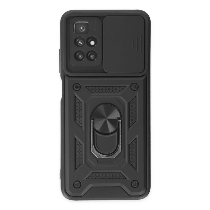 Newface Xiaomi Redmi 10 2022 Kılıf Pars Lens Yüzüklü Silikon - Siyah