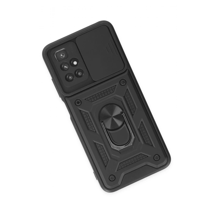 Newface Xiaomi Redmi 10 2022 Kılıf Pars Lens Yüzüklü Silikon - Siyah