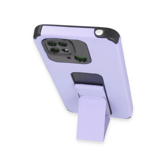 Newface Xiaomi Redmi 10C Kılıf Mega Standlı Silikon - Lila