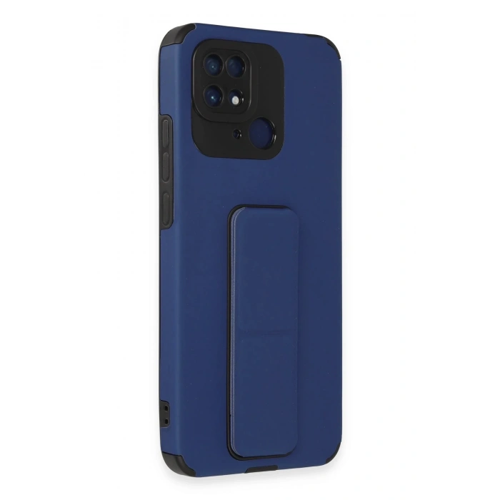 Newface Xiaomi Redmi 10C Kılıf Mega Standlı Silikon - Mavi