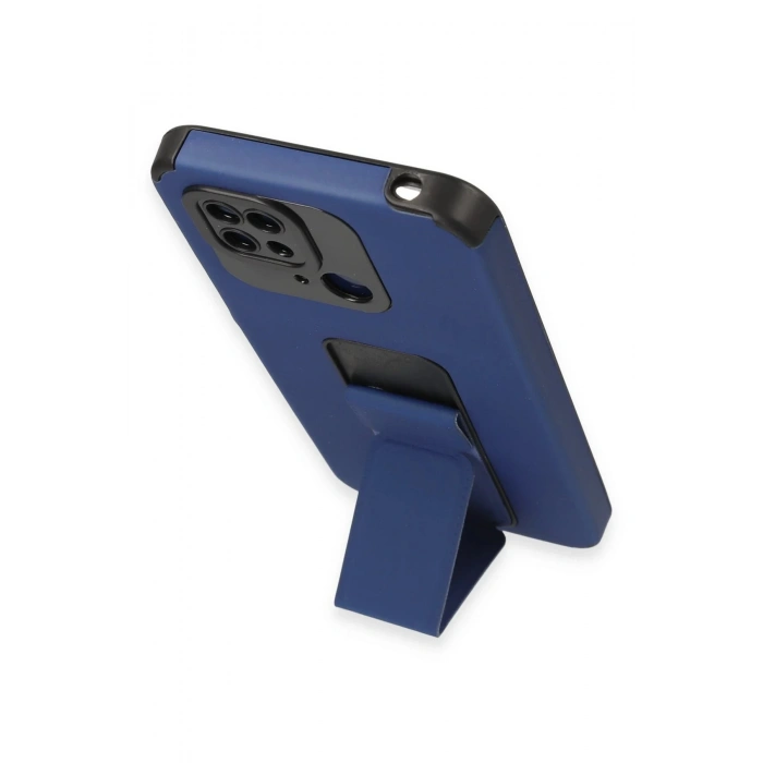 Newface Xiaomi Redmi 10C Kılıf Mega Standlı Silikon - Mavi
