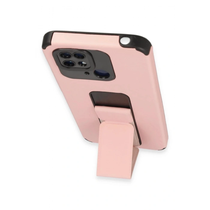 Newface Xiaomi Redmi 10C Kılıf Mega Standlı Silikon - Pudra