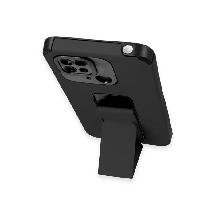 Newface Xiaomi Redmi 10C Kılıf Mega Standlı Silikon - Siyah