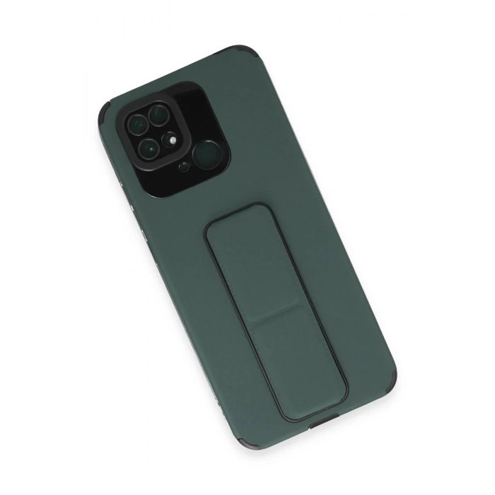 Newface Xiaomi Redmi 10C Kılıf Mega Standlı Silikon - Yeşil